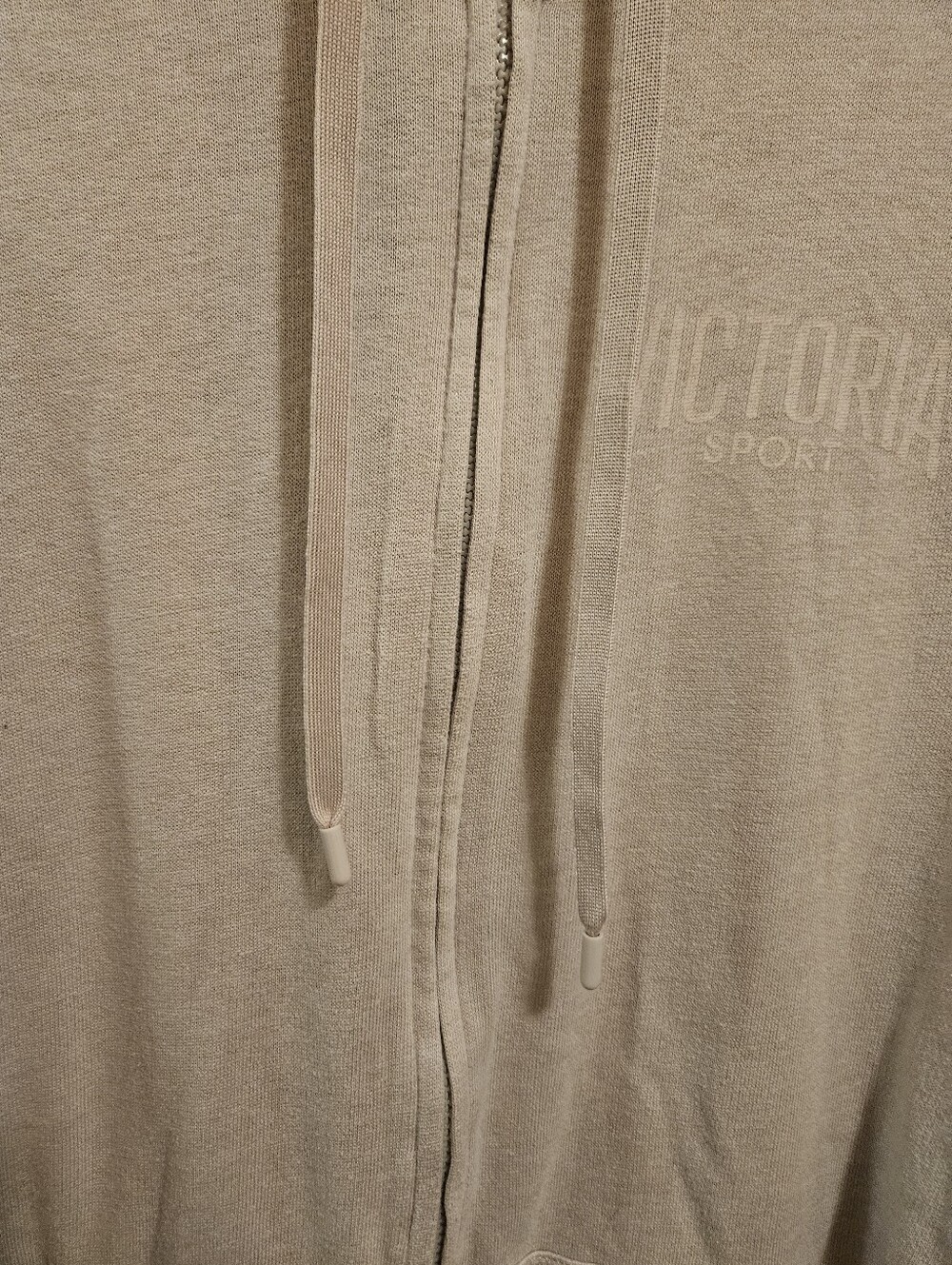 Victoria Sport/Victoria Secret; full-zip hoodie; light Taupe/Gray color; large - Picture 5 of 13